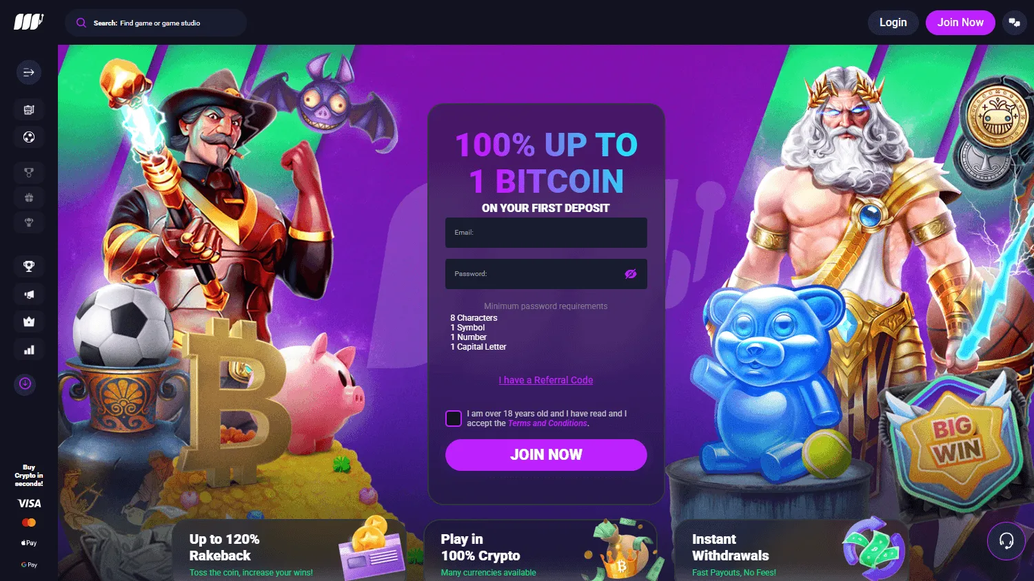 Metaspins Casino home experience on desktop