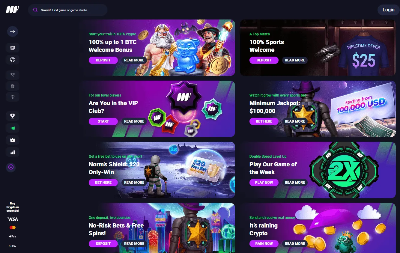 Metaspins Casino promotions on desktop